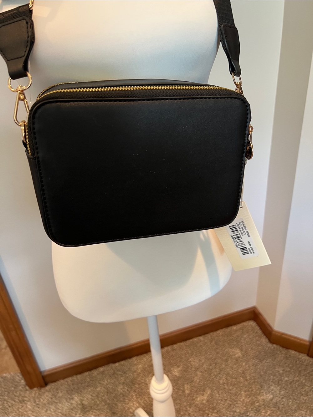Valentino Orlandi Black Studded Vegan Leather Crossbody with Gold Medallion - Picture 7 of 7